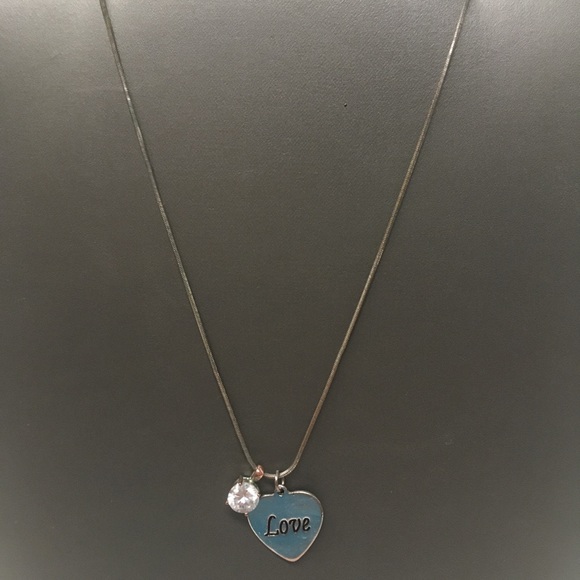 LOVE & Rhinestone Charm Necklace - Picture 4 of 5